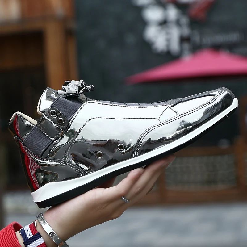 New Men's Sneakers High Top Sequined Rivet Men Flat Shoes Casual Zapatos Hombre Male zapatillas hombre Flats Botas | Обувь