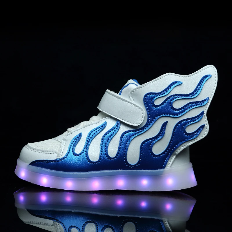 Новинка 2018 голубая детская обувь для мальчиков и девочек модная светодиодная