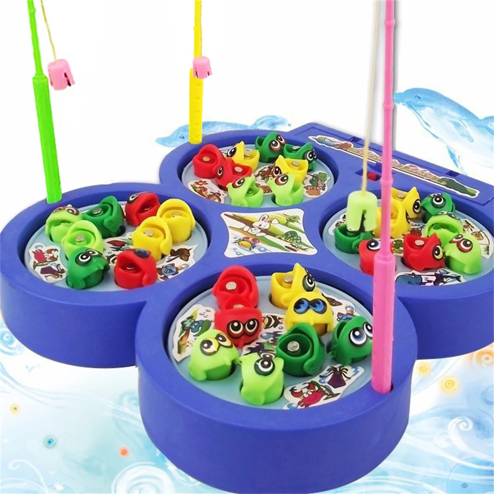 Electric Musical Rotating Fishing Play Game Fish Plate Set Magnetic Outdoor Sports Toys for Children Gifts | Игрушки и хобби