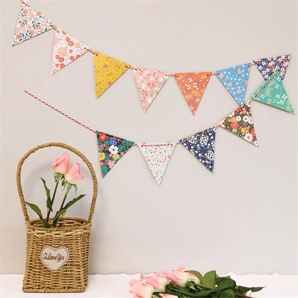 1 шт. тканевые флаги с винтажным цветочным принтом ручной работы для дня рождения