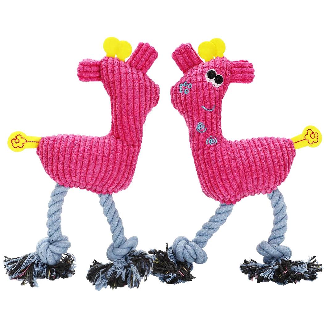 1PCS Pet Toy Cute Cartoon Plush Deer Shape Teething Squeaky Cat Chew Dog Sound Funny Interactive | Дом и сад