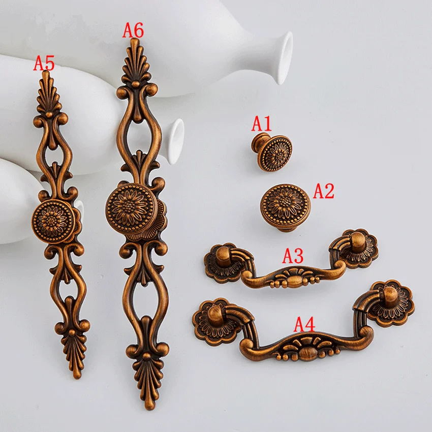 

Zinc Alloy Antique Dresser Pulls Handles Cabinet knobs Drawer Handle Kitchen Cupboard Pull Vintage Furniture Hardware