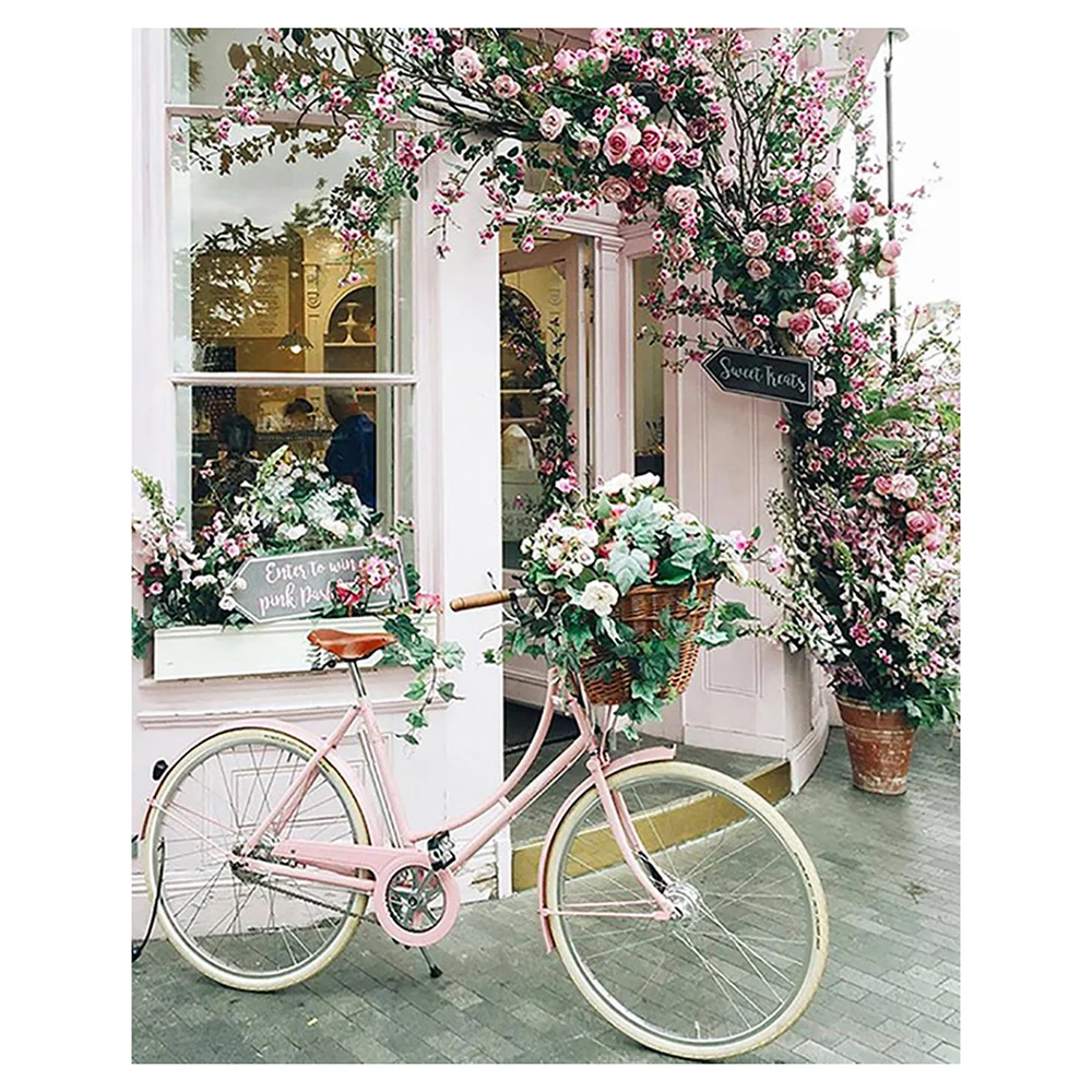 Алмазная мозаика Dpsprue 5D &quotсделай сам&quot розовые цветы велосипед Рождественская