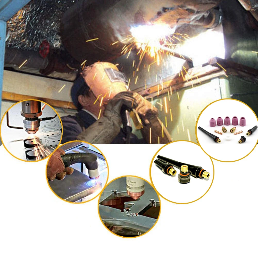 

13Pcs TIG Welding Torch Accessories Nozzle Cup Collet Gasket Kit TIG Welding Torch Supplies for WP-17/18/26 Gas Lens Kit