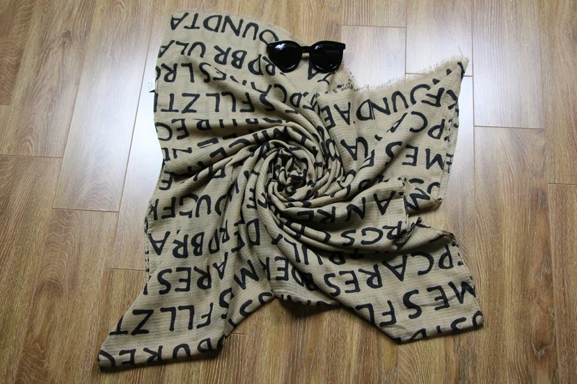 

Thin section Women's scarf autumn Clothing accessories Office warm shawl brown Letter pattern Cotton