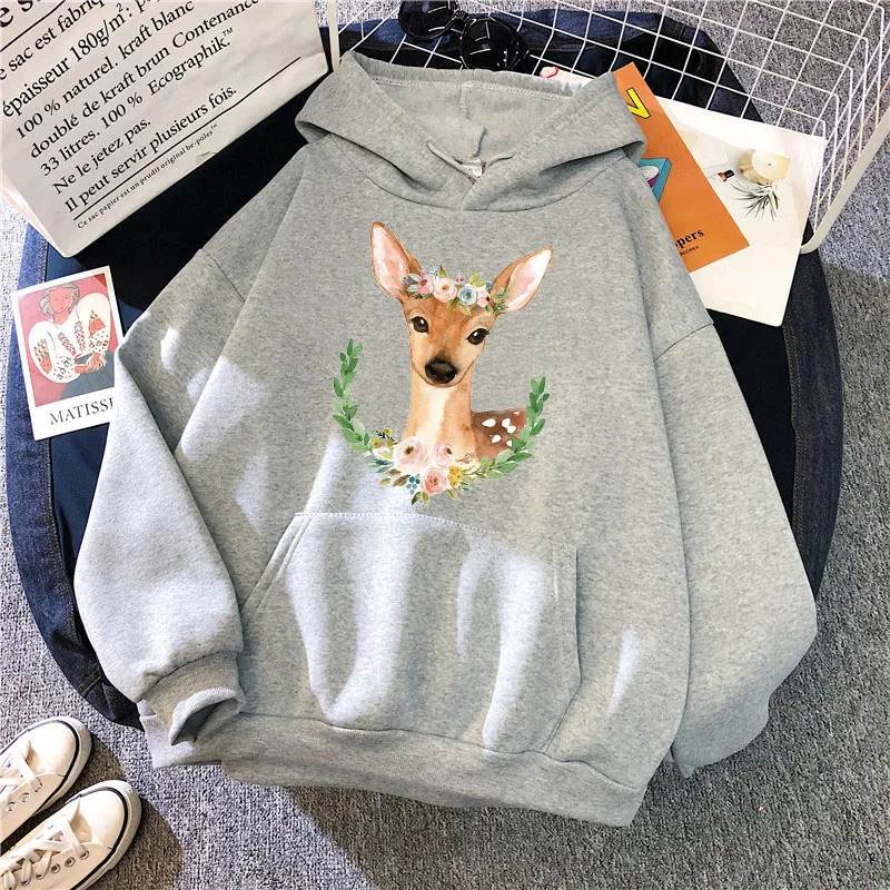 

Fashion Oversized Women Hoodies Cartoon deer Graphic Autumn Hoody 90s Streetwear warm Long sleeve Sweatshirt Ladies Pullover