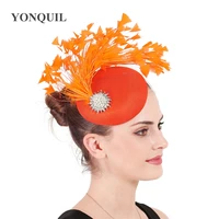 fedora caps feather hair clips fascinators church party hats women elegant ladies headwear decoration headdress syf679