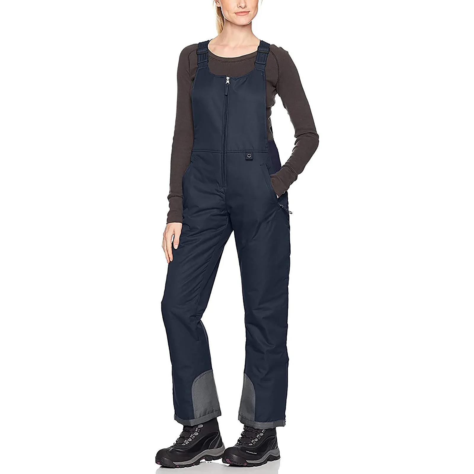 

Women's Insulated Bib Overalls Solid Color Pocket One-Piece Suspenders Trousers Pants Trousers Plus Size Ladies Casual Overalls