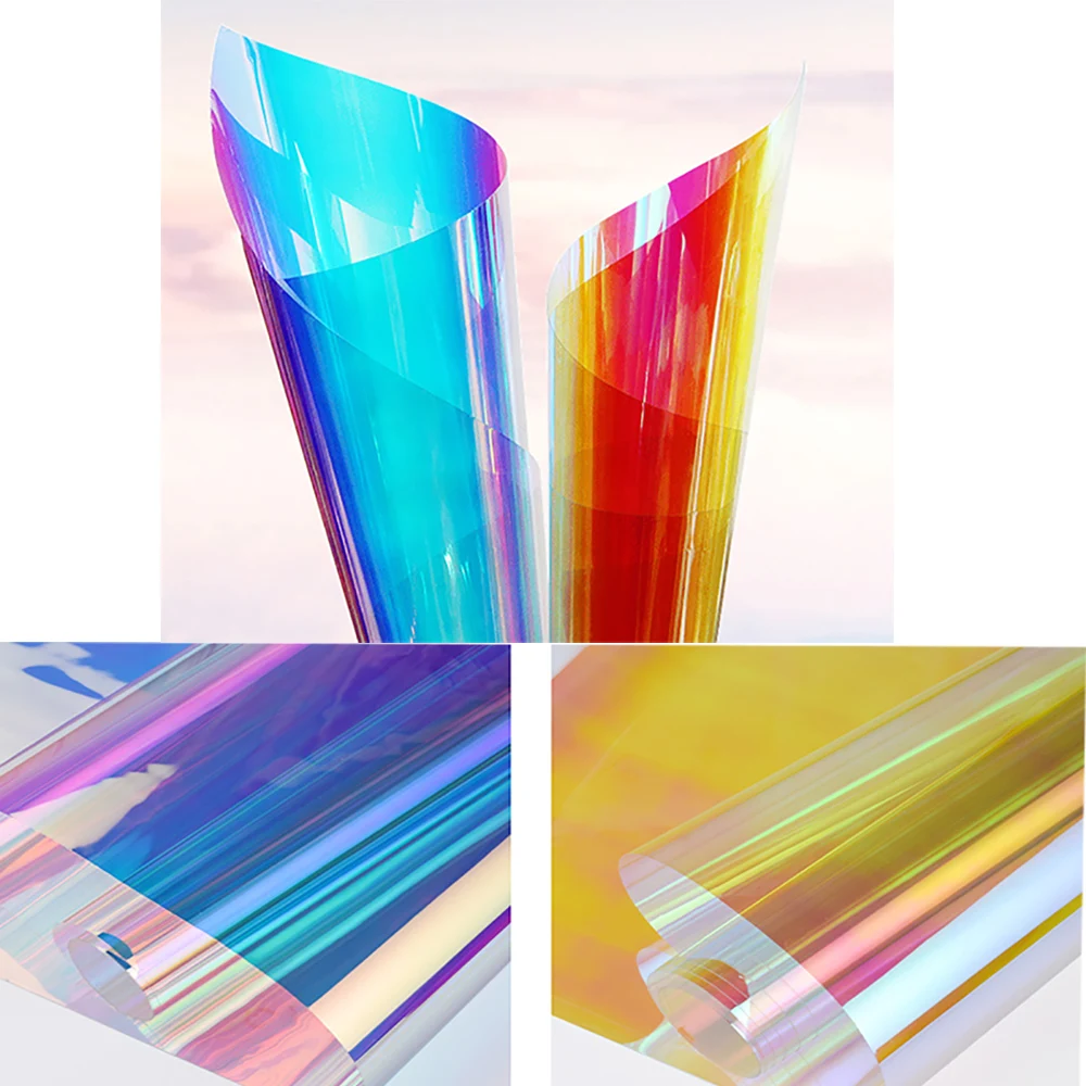 HOHOFILM 2Colors 68cmx50cm Rainbow Iridescent window film,Decorative Dichromic glass Rainbow Window Sticker IridescentDecoration