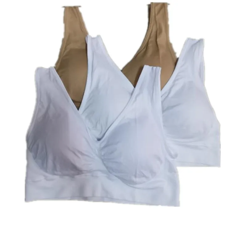 white 2pc khaki 1pc Прямая поставка; 3 шт./компл. без проволок со съемной тонкой подкладкой бесшовные пуш-ап для женщин размера плюс нижнее белье без косточек для фитнеса форма тела бюстгальтер - Цвет: white 2pc khaki 1pc
