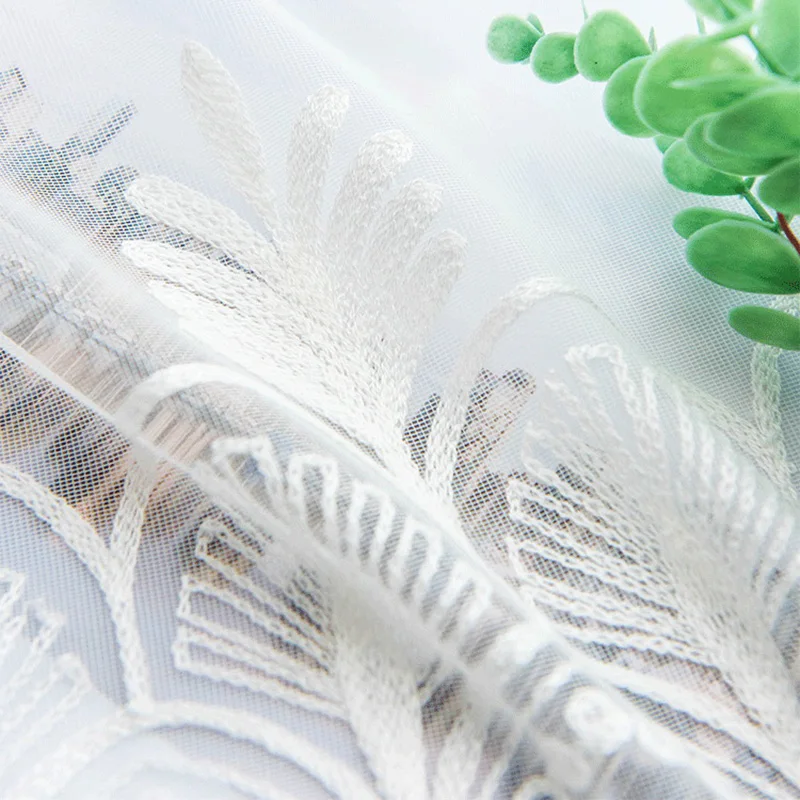 Белая прозрачная занавеска с цветочной вышивкой для гостиной занавески из