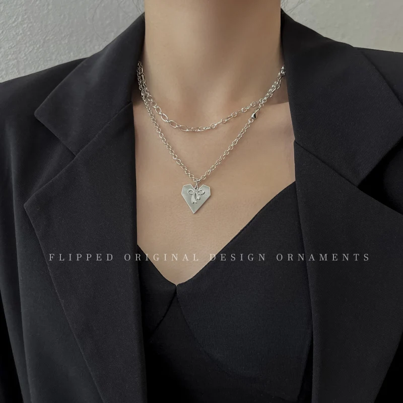 

Женское светильник слойное ожерелье с бантом и сердечками