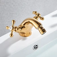 mixer tap chrome antique brass golden bidet faucet two swivel handles bathroom vessel sink tap single hole deck mounted water