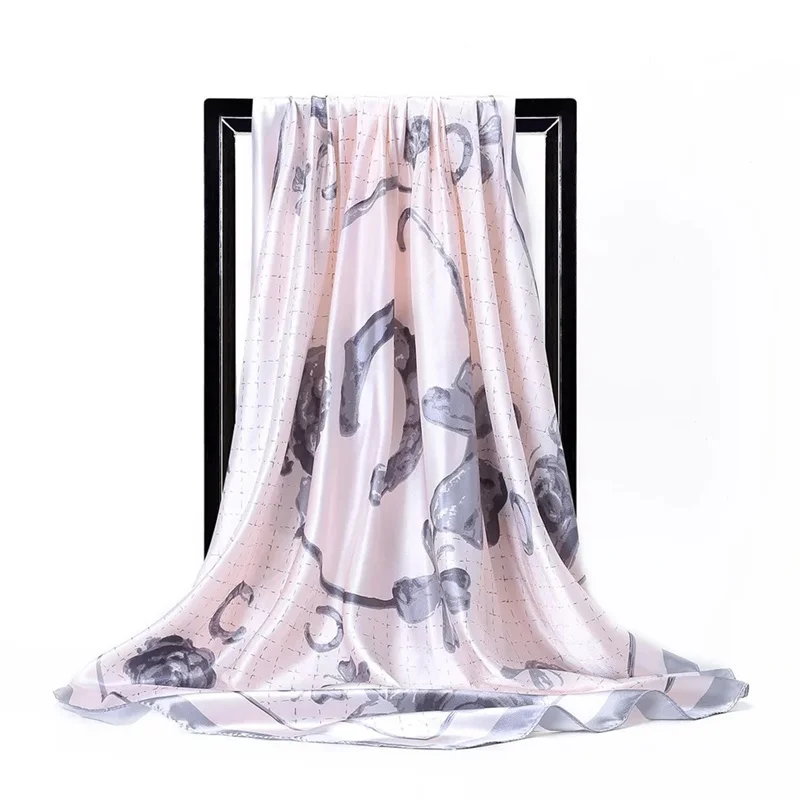 12 90*90 см квадратный женский шелковый шарф офисный женский головной убор Бандана головная повязка платок мусульманский головной платок женский - Цвет: 12