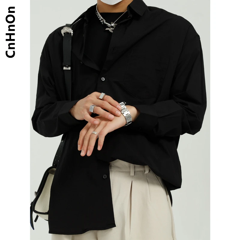 

Spring new products Korean style loose simple shirt men's trend solid color long-sleeved shirt men M6-AM-8225