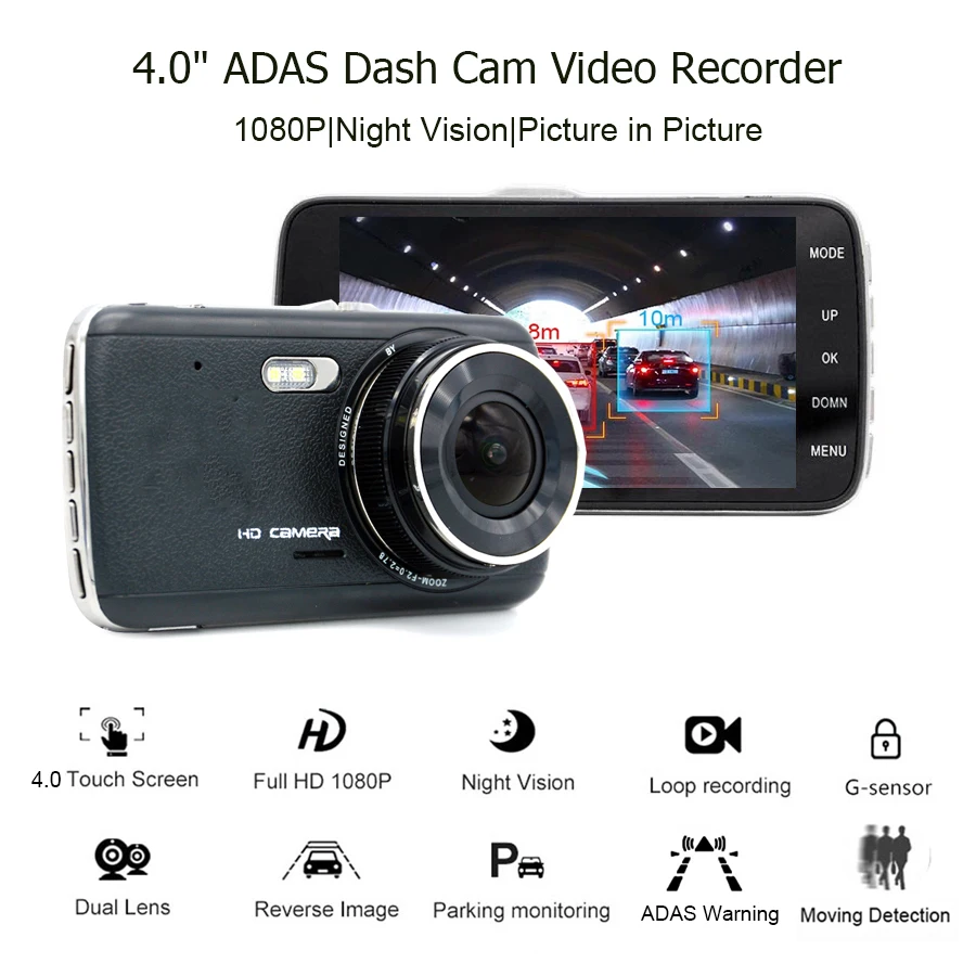 Мини видеорегистратор Anfilite 4 дюйма Full HD1080P Автомобильный автомобильная