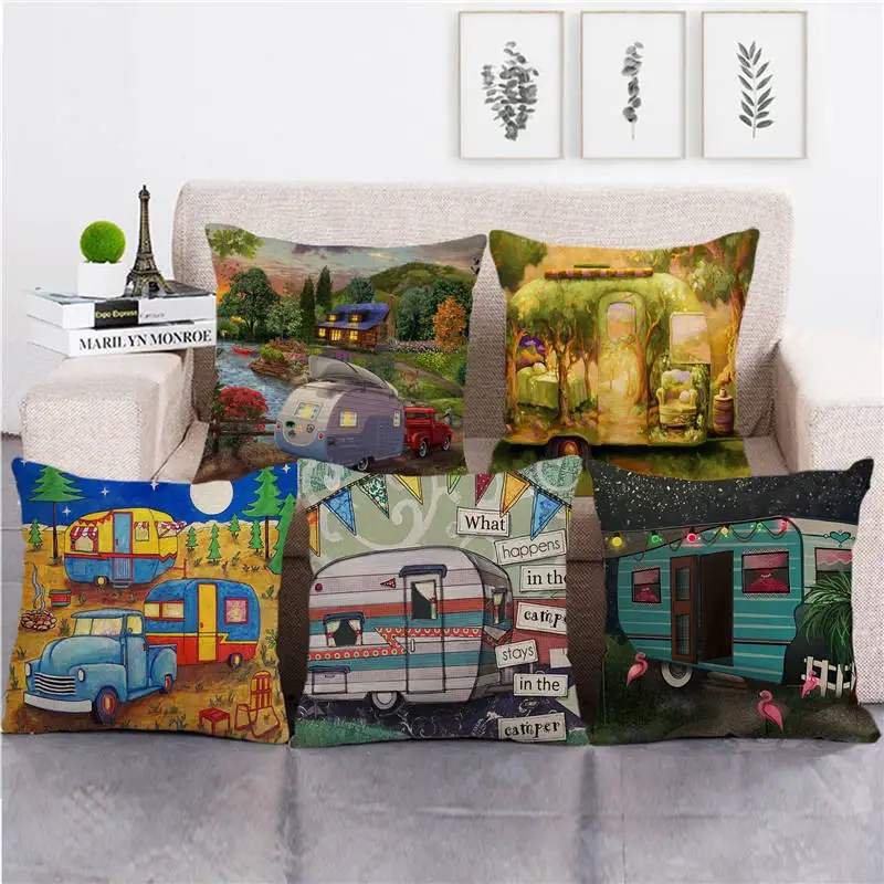 Оптовая продажа наволочки Rv и путешествия дизайн Чехол для подушки