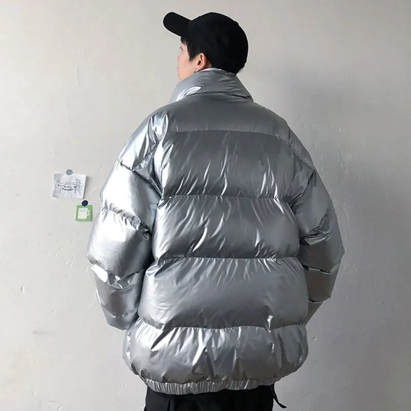Liketkit 2019 зимнее пальто с пузырьками для мужчин одноцветное яркое серебряное