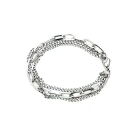 21cm18cm16cm long stainless steel 3 layer link cable chain and curb chain findings bracelets silver color oval multilayer