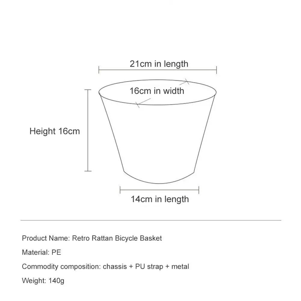 

New Bike Basket Cargo Bag Children Bicycle Front Handlebar Mount Basket Hand-woven Rattan Bicycle Storage Holder 20X16X14cm