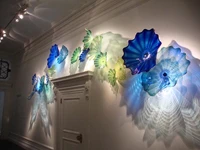 latest handmade blown murano glass wall plates flower design mouth blown glass wall lamps