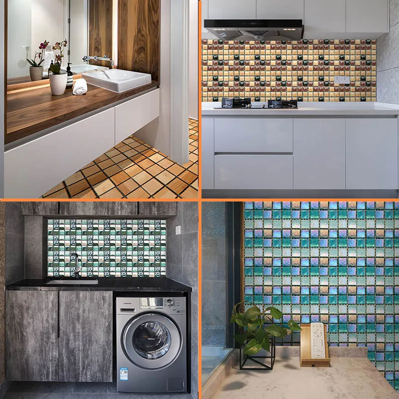 

10PCS 3D Wall Sticker Self-adhesive PVC Mosaic Tile DIY Wallpaper Home Decor