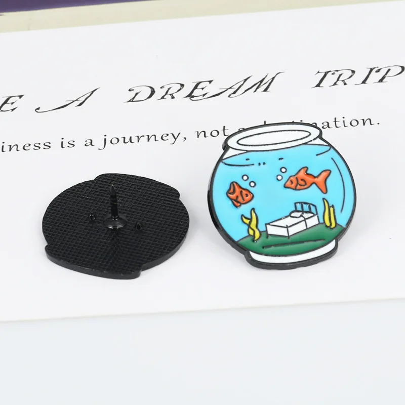 Симпатичная синяя брошь в виде золотой рыбки бутылке для аквариума мультяшное