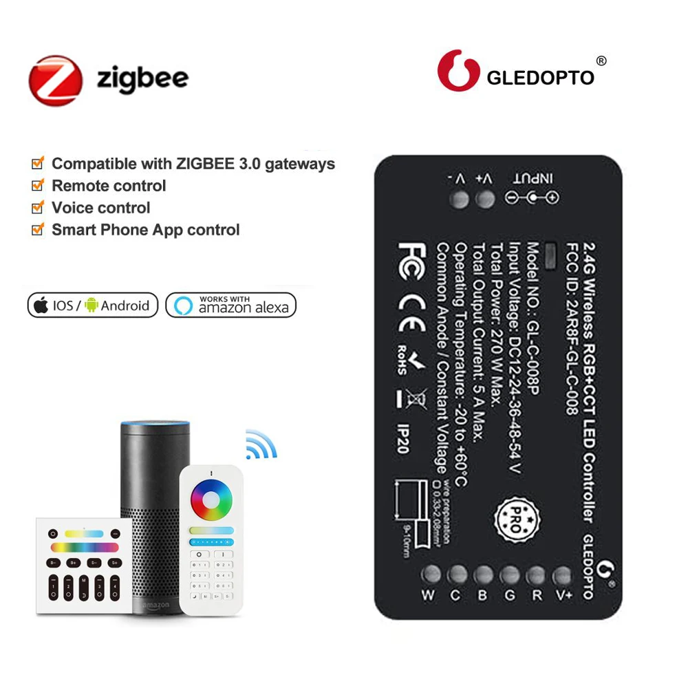 G светодиодный OPTO ZigBee Pro RGB + CCT Управление 5050 RGBCW полосы приложение голосовой