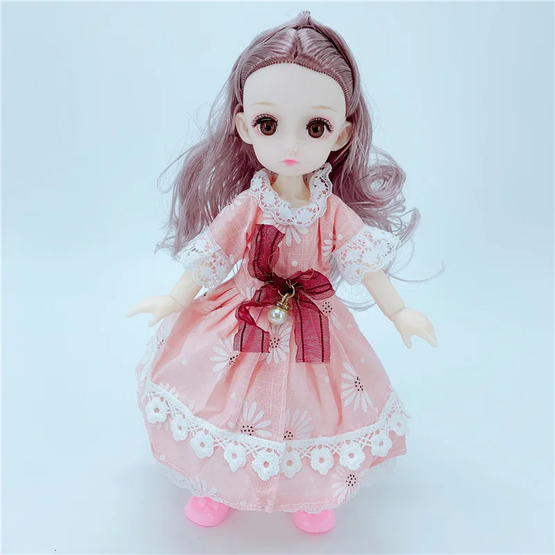 

New 30cm Beautiful Princess Doll Clothes Set 1/6 BJD Doll Cute and Delicate 3D Eyes Brown Articulated Movable Girl New Gift Toy