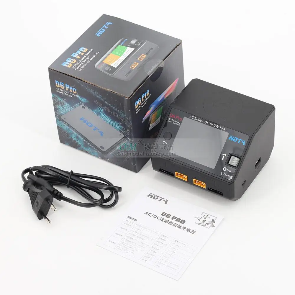 HOTA D6 Pro AC 200W DC 650W 15A/D6 DC 2X325W 2X15A зарядное устройство для NiZn Nicd NiMH батарея RC модели Запасные Запчасти Аксессуары - Цвет: D6-PRO Black