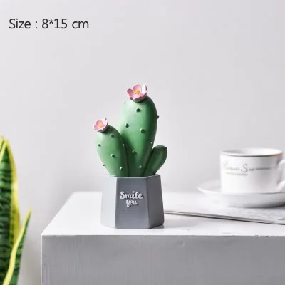 S-Green-Cactus Strongwell нордическая имитация кактус смола статуя розовая девочка Подарочная скульптура современное искусство украшения дома аксессуары стол - Цвет: S-Green-Cactus