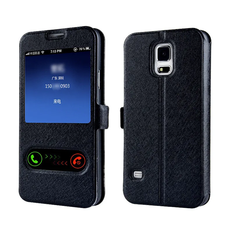 Роскошный кожаный чехол книжка с умным окошком спереди для Samsung Galaxy J1 J3 J5 J7 2016 A3 A5 A7