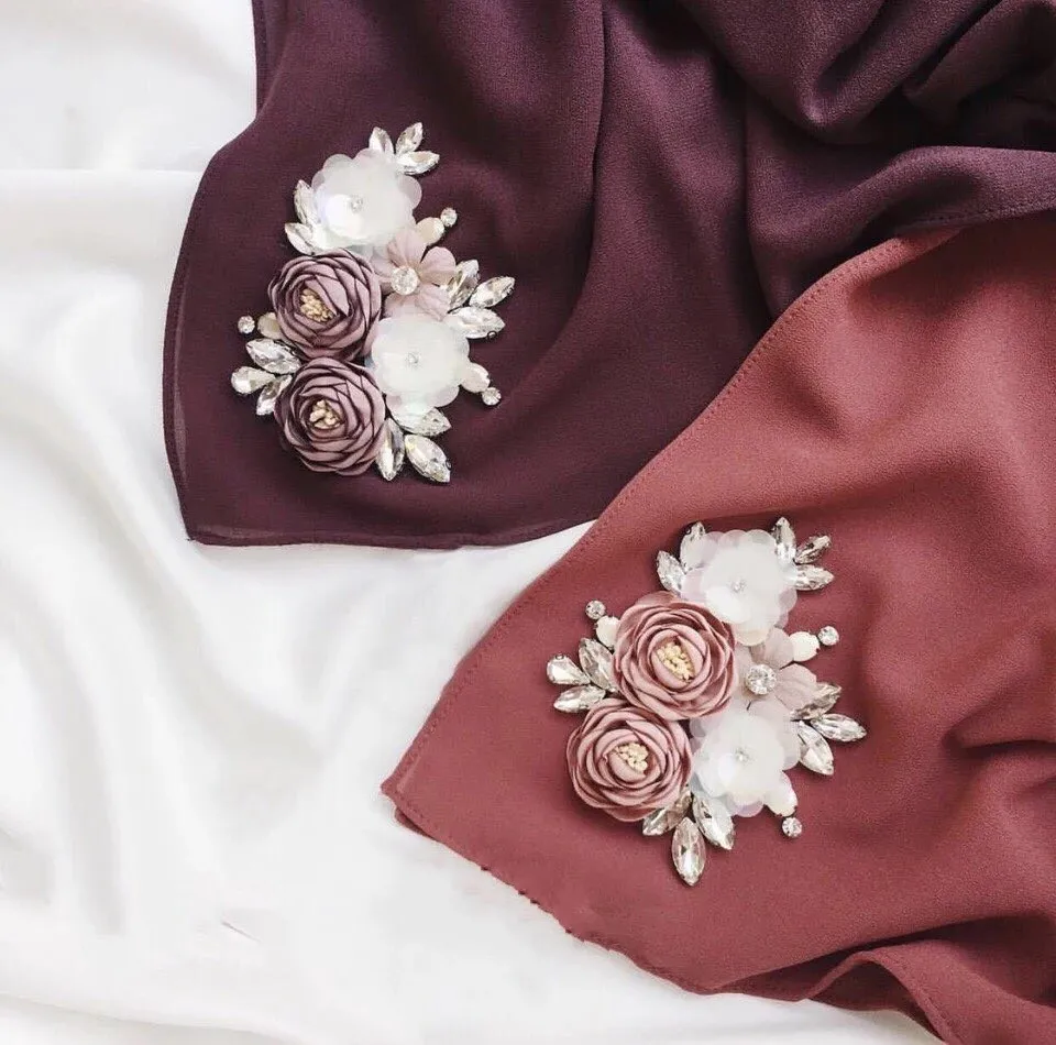 Дубай Аравийский полуостров женский хиджаб сплошной цвет шифон Вышивка