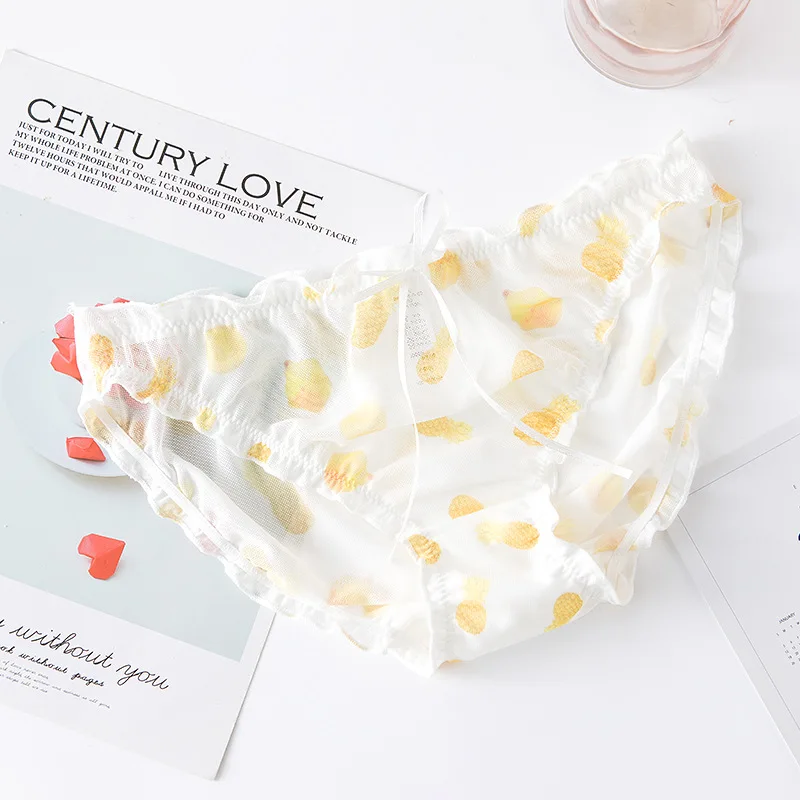 Дышащие кружевные Хлопковые женские трусики с принтом маргариток сексуальное