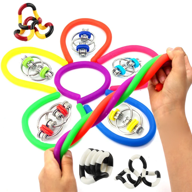 

Metal Puzzle Chain Fidget Anti Stress Toy Twist Adult Decompression Deformation Rope Stress Child Kids Colorful Caterpillar Toys