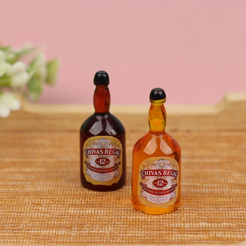 

2pcs/lot 1/12 Dollhouse Miniature Mini Resin Whisky Bottle Wine Model Toys