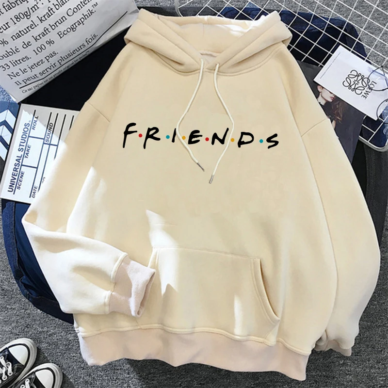 

Women Funny Sweatshirt Vintage Anime hoodie Female Kawaii Tops 2021 Autumn Friends Letter Printing Harajuku Hoodies