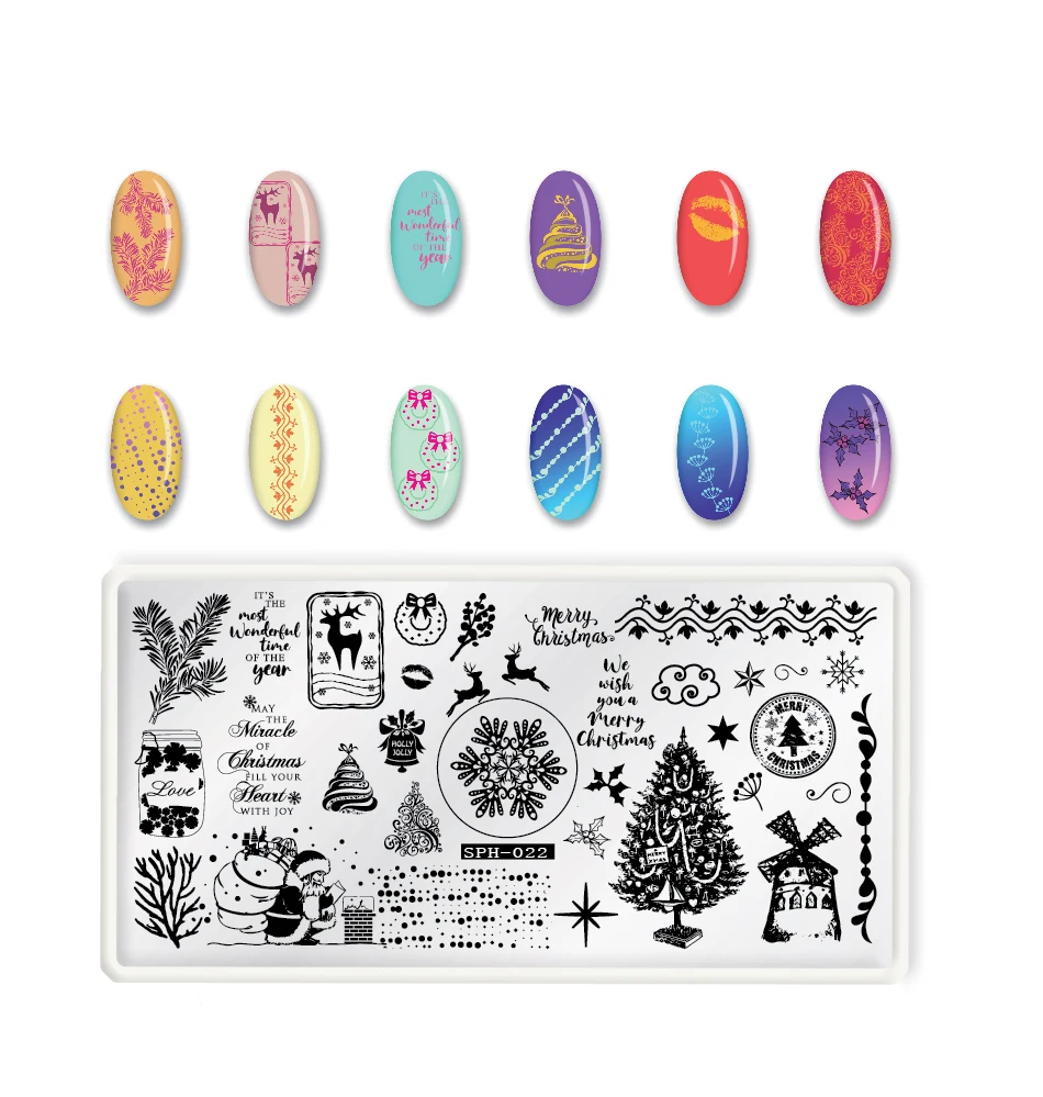 12.5X6.5CM Рождественская пластина для дизайна ногтей штамповка маникюра