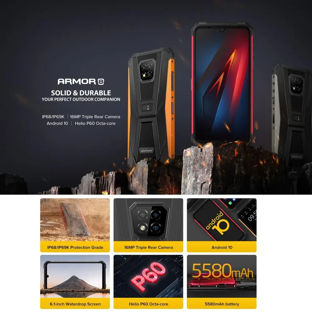 Защищенный смартфон Ulefone Armor 8 4 Гб + 64 ГБ водонепроницаемый мобильный телефон