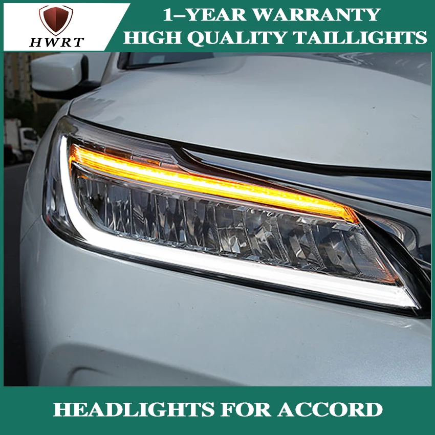 

Car Styling Head Lamp case for Honda Accord Headlights 2016 2017 LED Honda Accord Headlight LED Option Angel Eye Bi LED