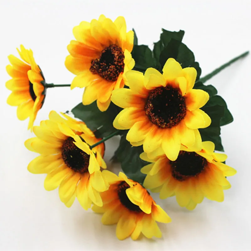 

1 Bunch Artificial Sunflower Silk Flower Bouquet for Wedding Party Home Garden Decoration High Quality Simulation Fake Flowers
