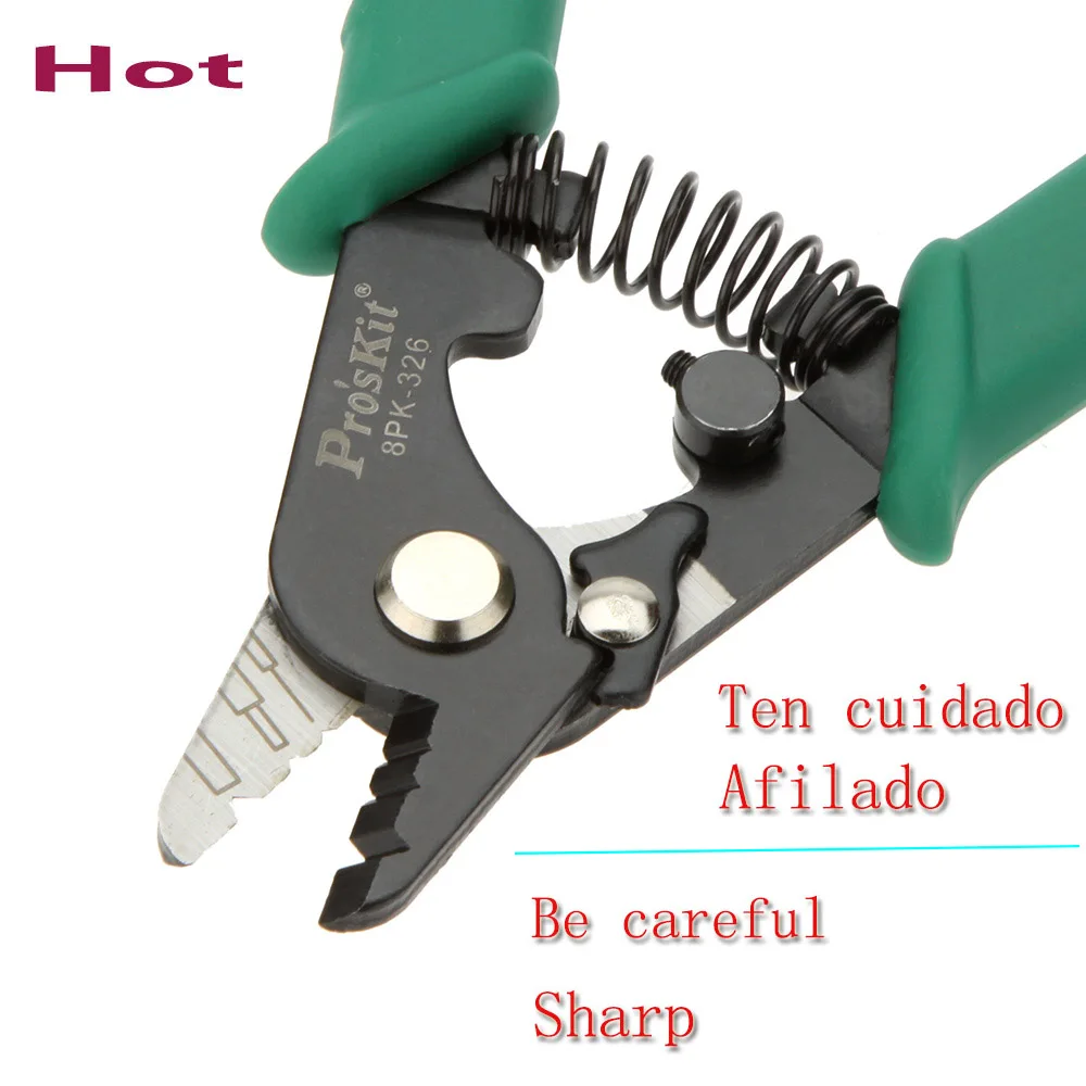 

Proskit 8PK-326 clamp Fiber stripping pliers Tri-Hole Fiber Optic Stripper FTTH coating Cable Slitter Tool kit Wire stripper