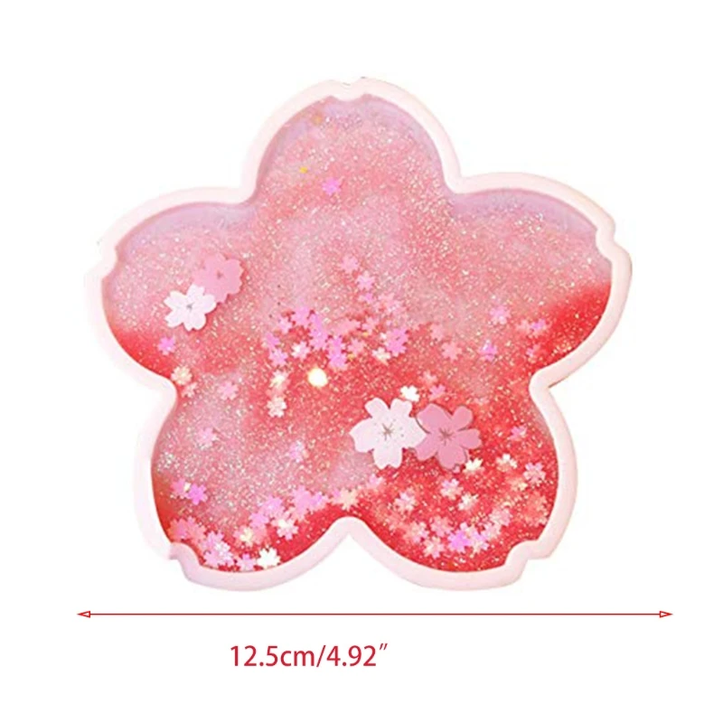 

Funny Sakura Coaster Glitter Quicksand Coaster For Drink Sakura Cup Coaster Cute Silicone Non Slip Insulation Coaster