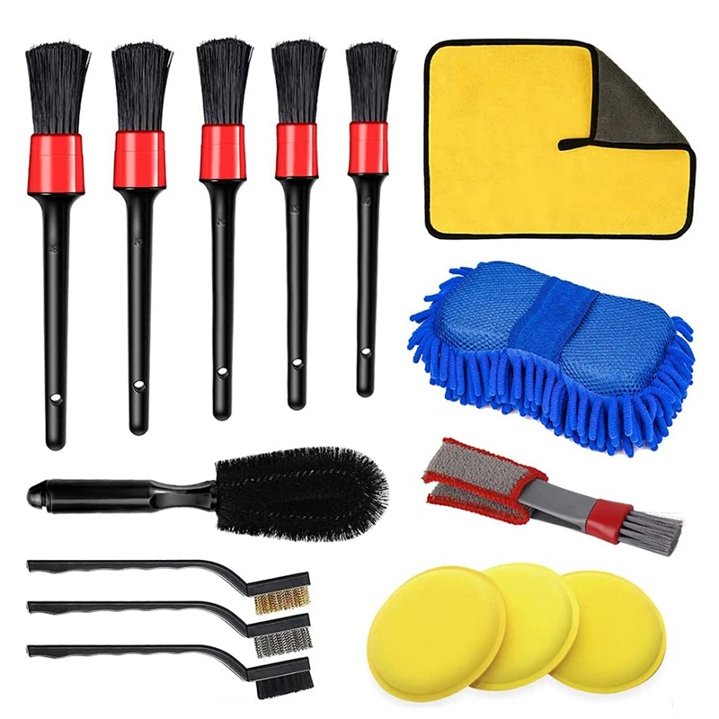 

AA99 -15PCS Car Detailing Cleaning Brush Set Car Wash Cleaning Brushes Auto Detailing Brushes Kit Interior Exterior Leather