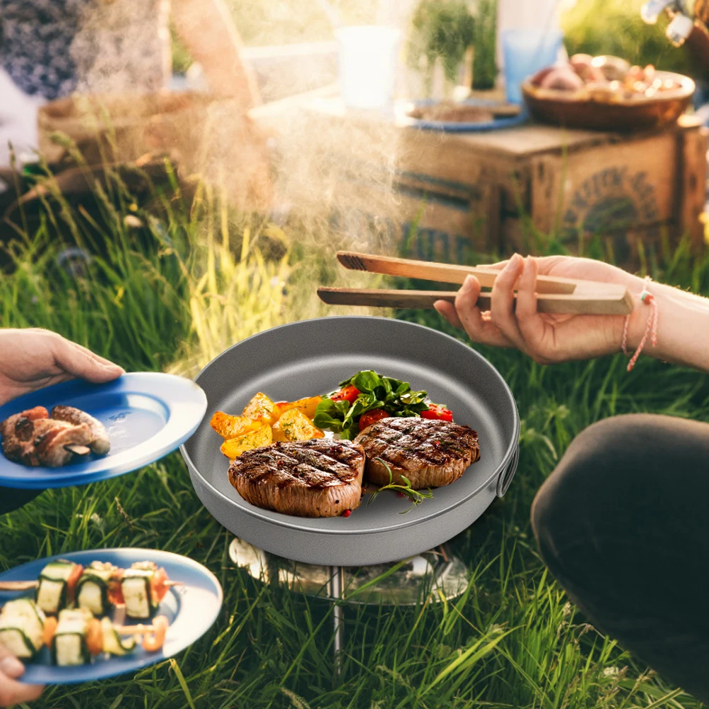 Сверхлегкий Титан сковорода Открытый Кемпинг Пеший Туризм Пикник приготовление