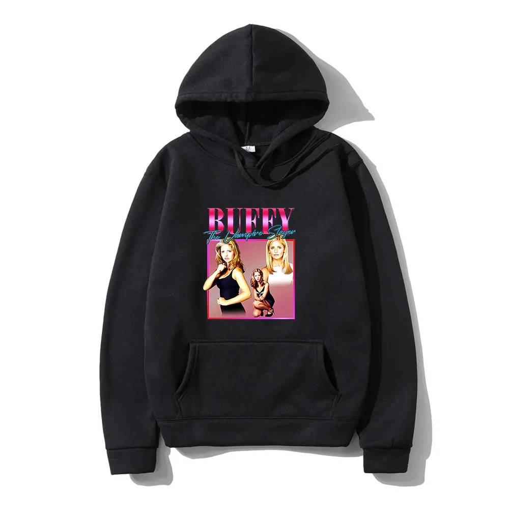 

Buffy The Vampire Slayer Classic Retro Sisters Outing Simple Fun Print Winter Long Sleeve Thick Loose Women Hoodie Hip Hop