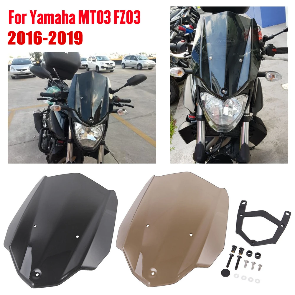 MT 03 Автоспорт Touring Гонки лобового стекла с кронштейном для Yamaha MT03 FZ FZ03 2016 2017 2018 2019
