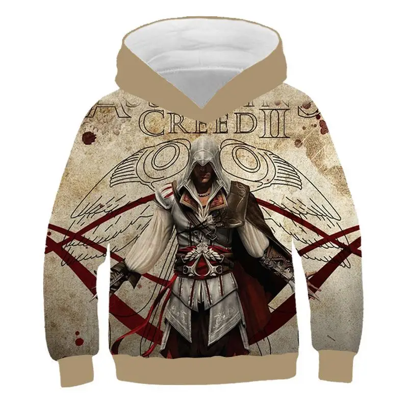 Летняя толстовка с капюшоном для мальчиков и девочек 3D принтом Assassin's Creed