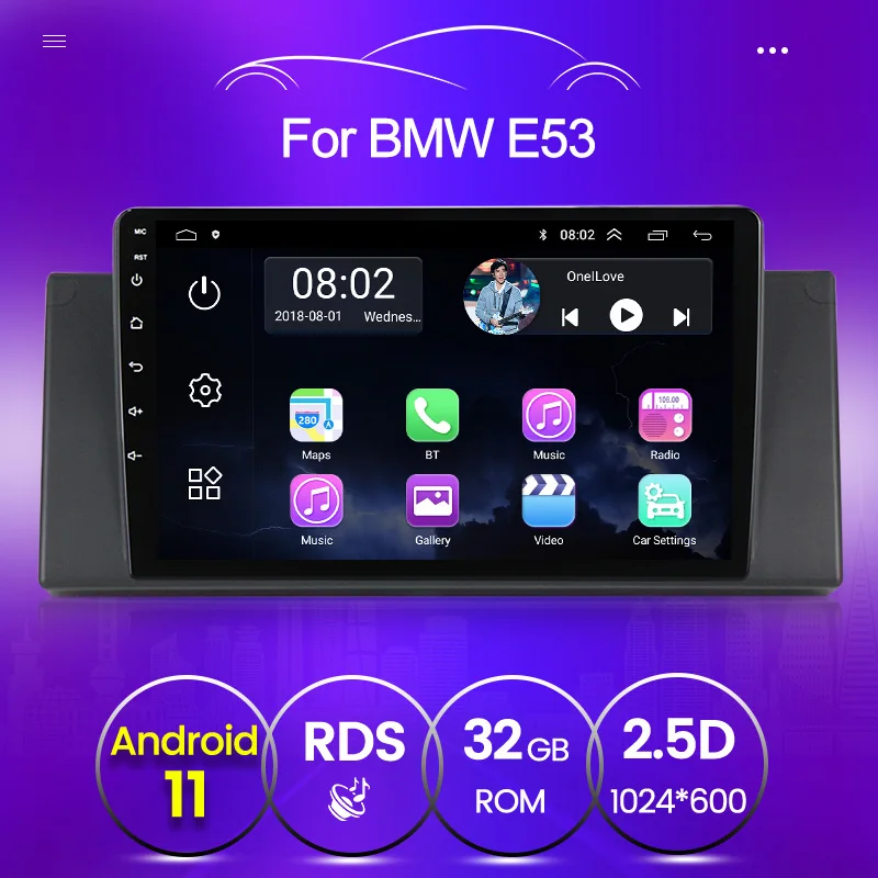 2 ГБ + 32 для 5 серий BMW E39 Android 11 X5 E53 GPS Автомагнитола мультимедийный плеер 1999 2000 2001 2002