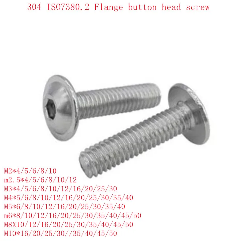 

5-50pcs m2 m2.5 M3 M4 M5 M6 m8 m10 304 Stainless Steel Hex Hexagon Socket Round Button Flange Head With Washer Collar Screw Bolt